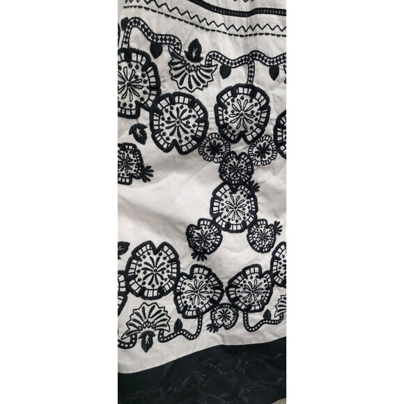 Johnny Was Jade M Mel Embroidered White Black Cotton Midi Dress Pockets Spring - Picture 6 of 11